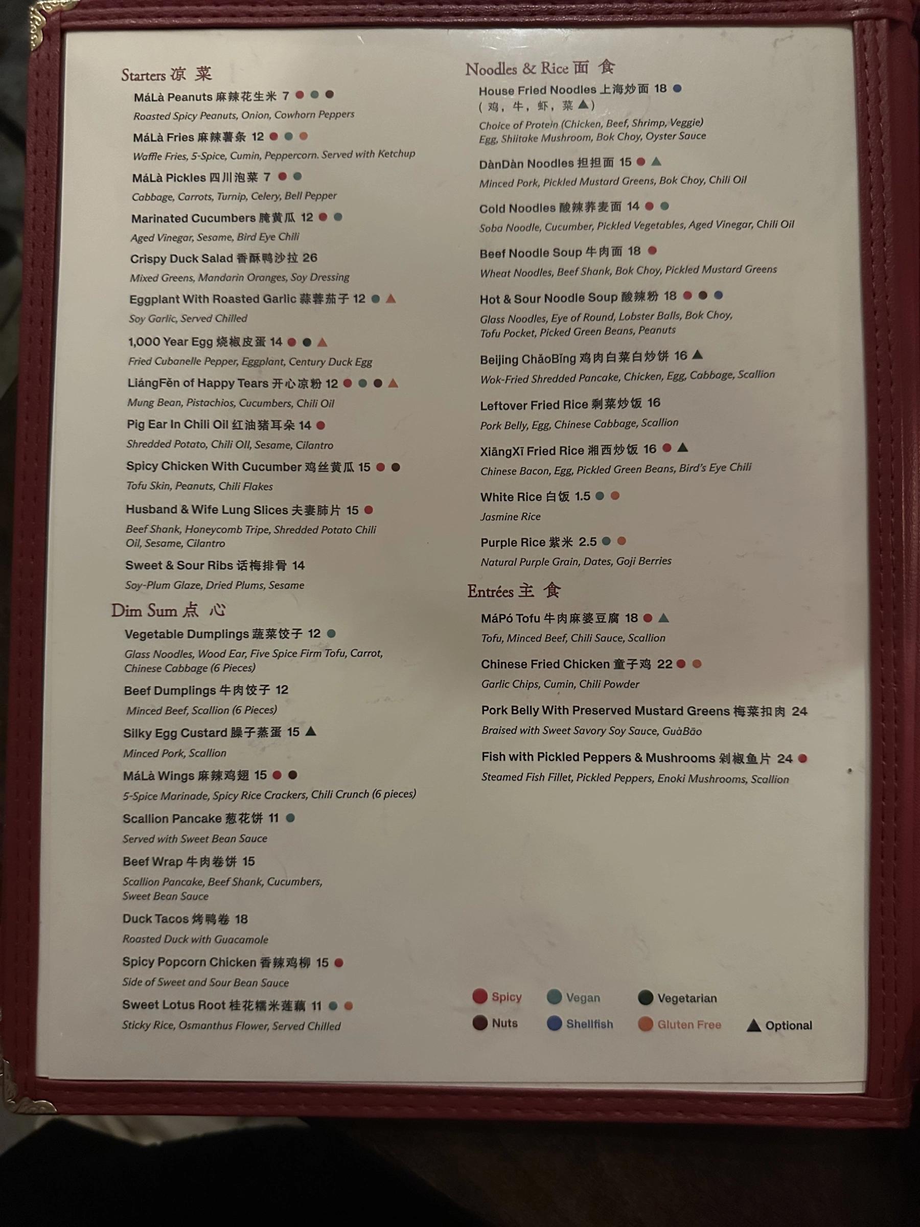 general menu