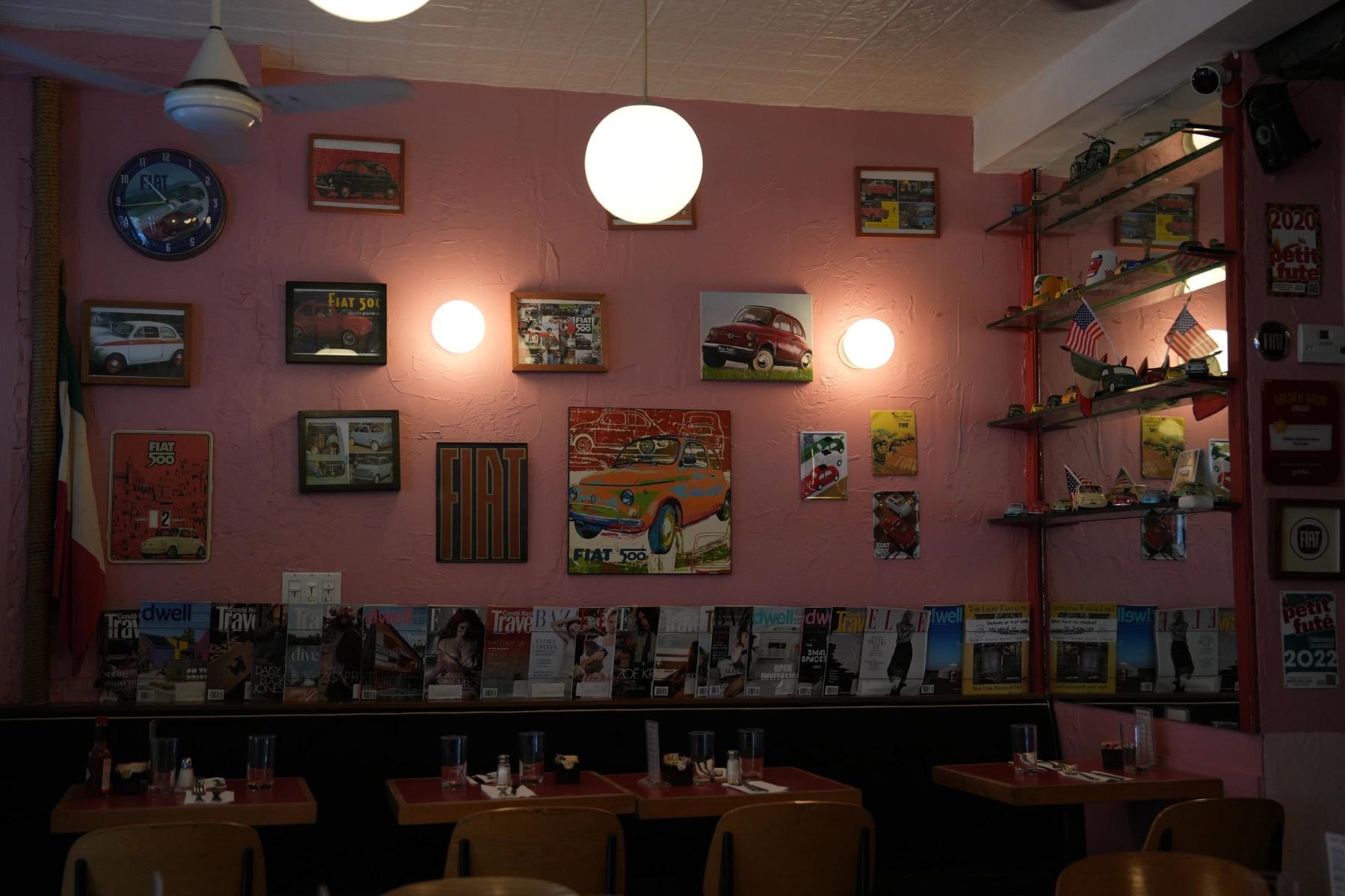 inside of fiat cafe