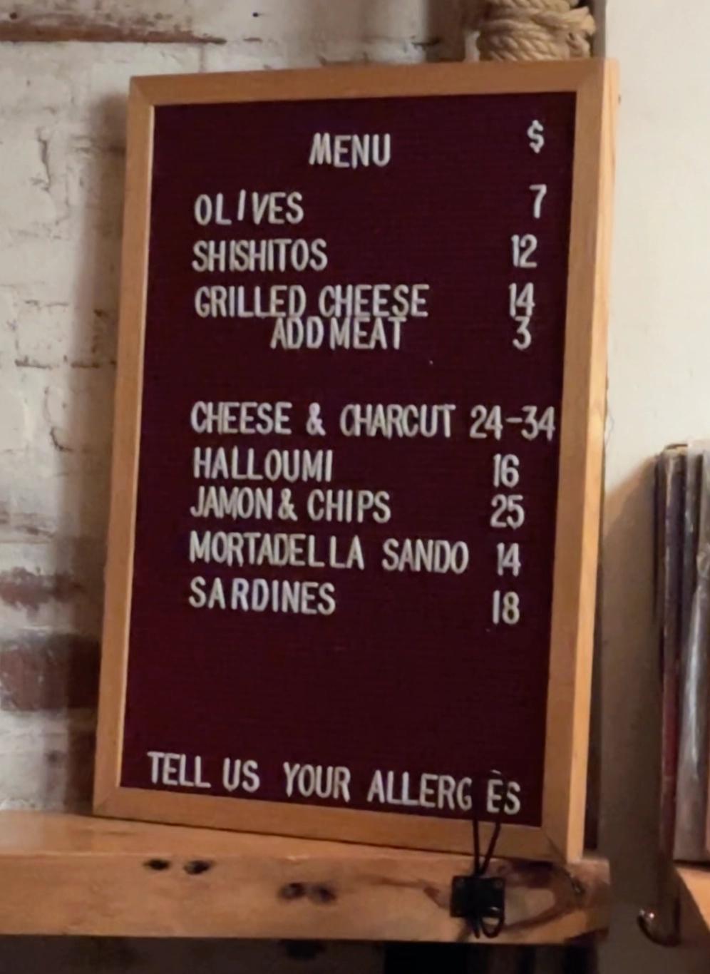 menu