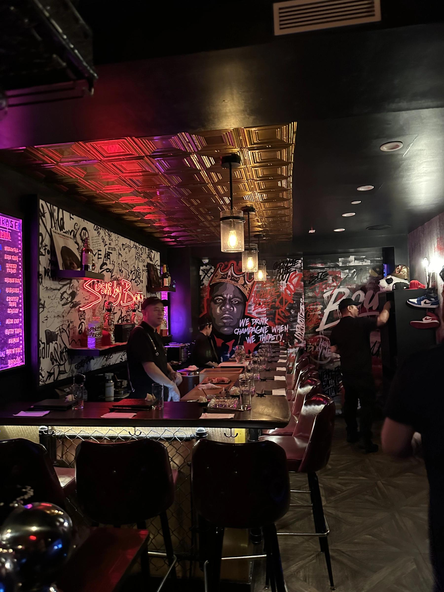 sitting at sushi by bou