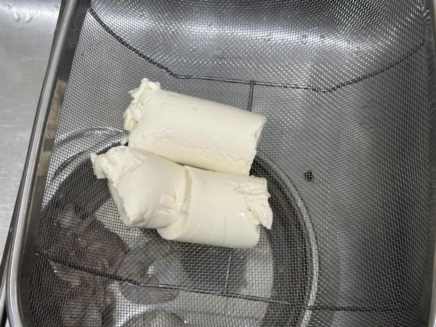 soft tofu on the sink drainer