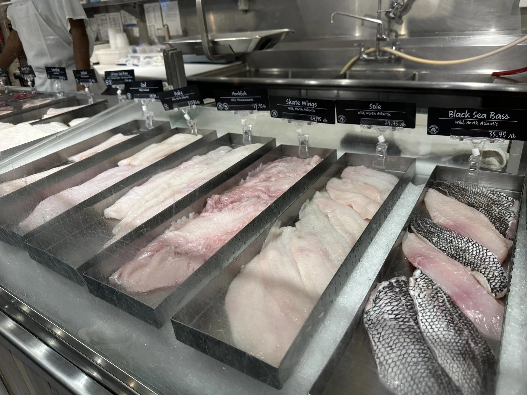 seafoods in display for sales