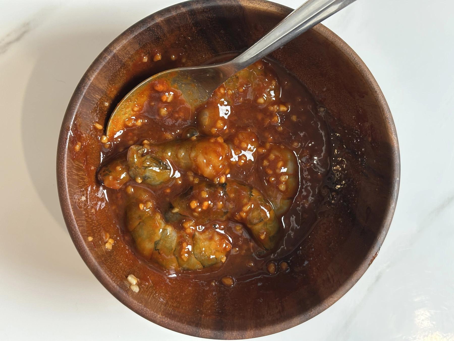 shrimp mixed with sauces