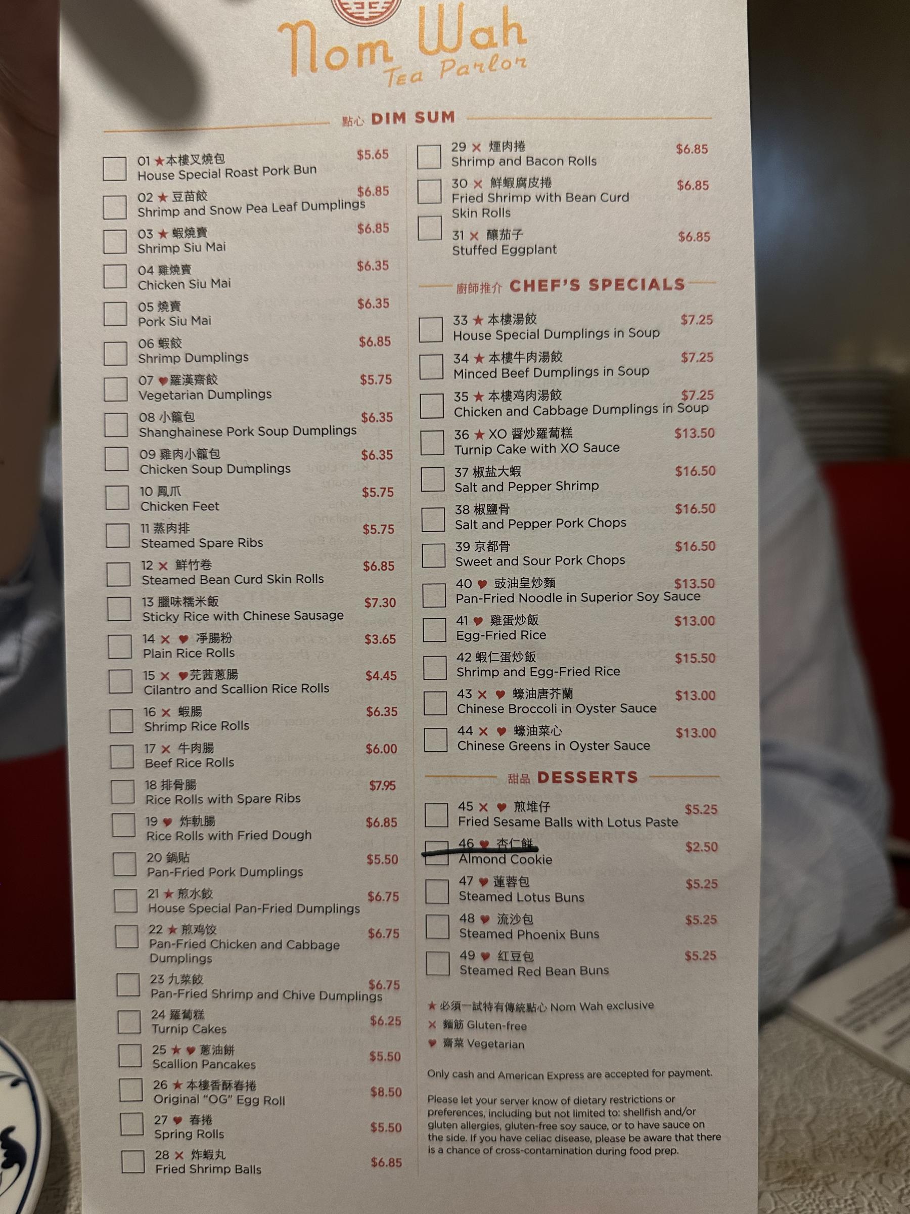 Food menu