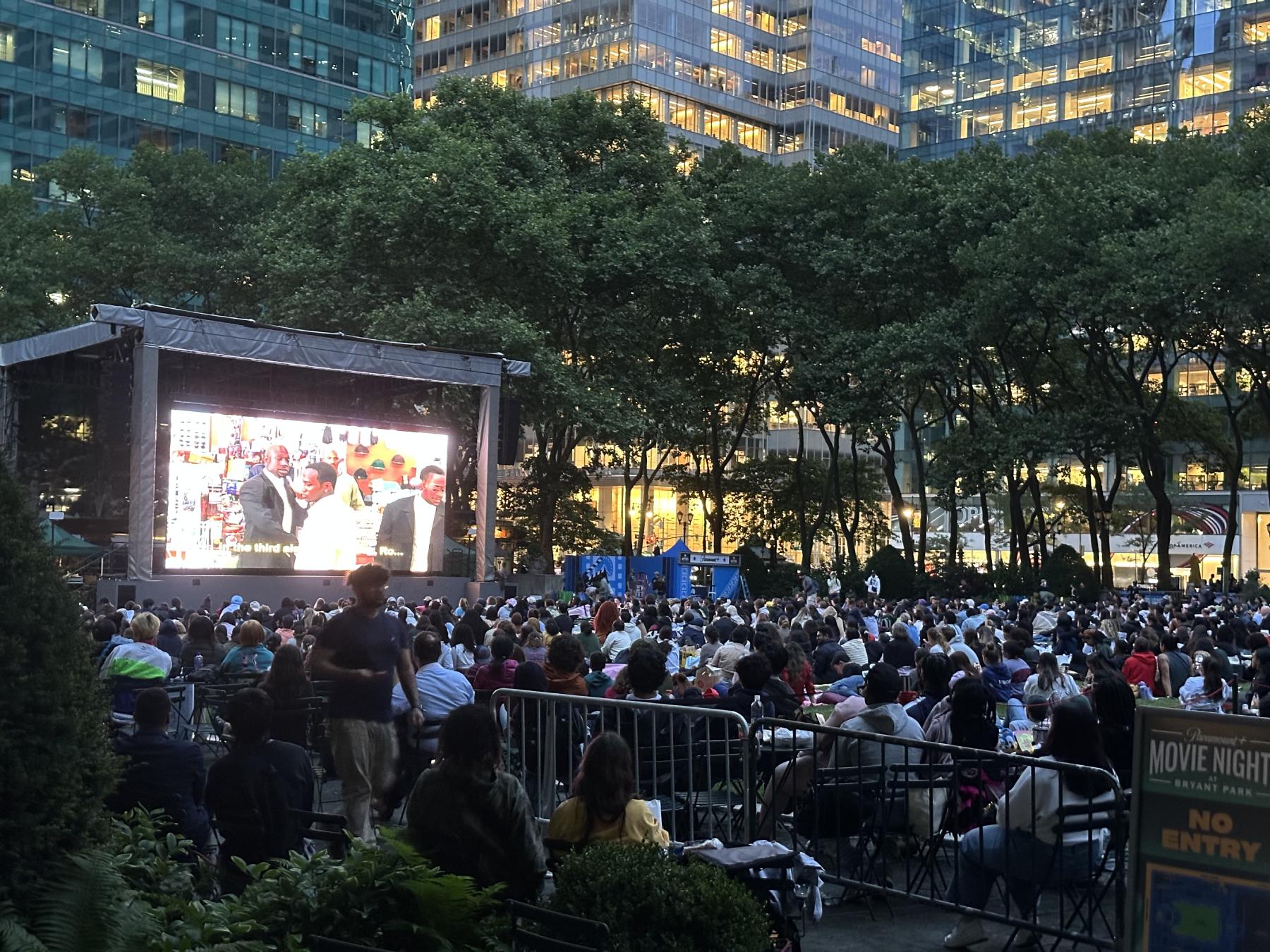 people watching movie outdoor