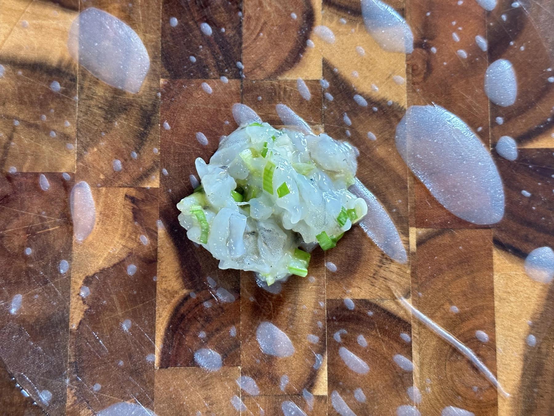 dim sum filling on rice paper