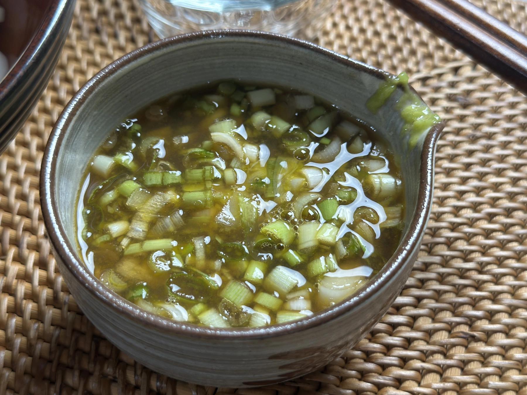 tsuyu sauce with egg yolk mixed