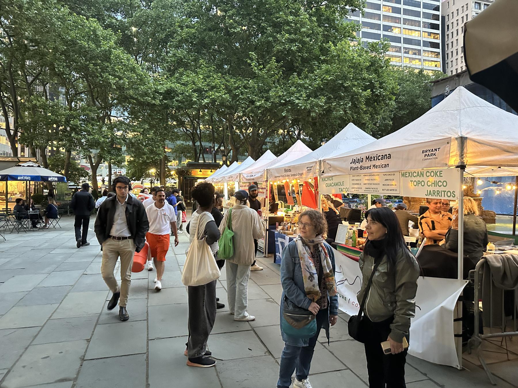 food vendors in Bryant Park