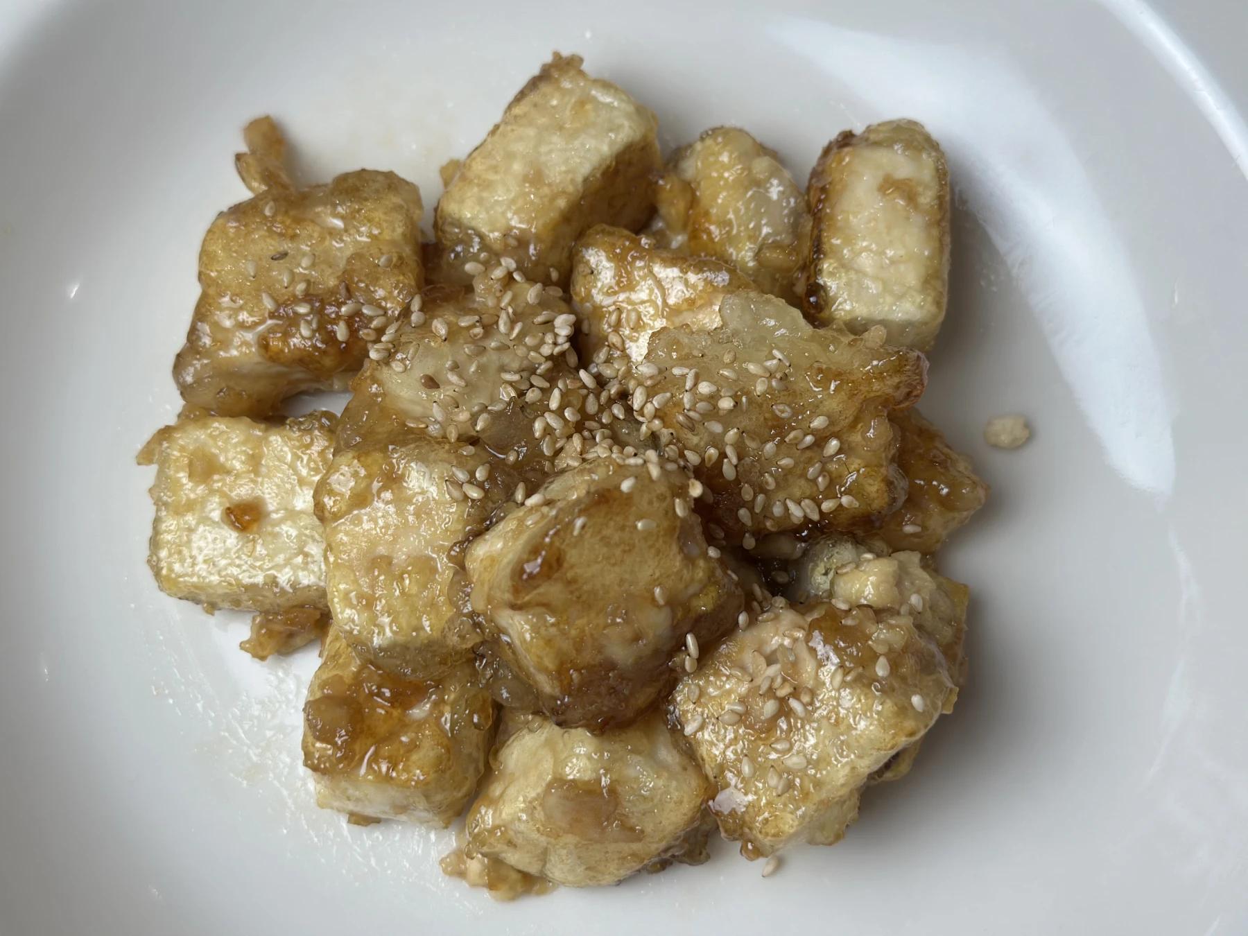 fried tofu close up