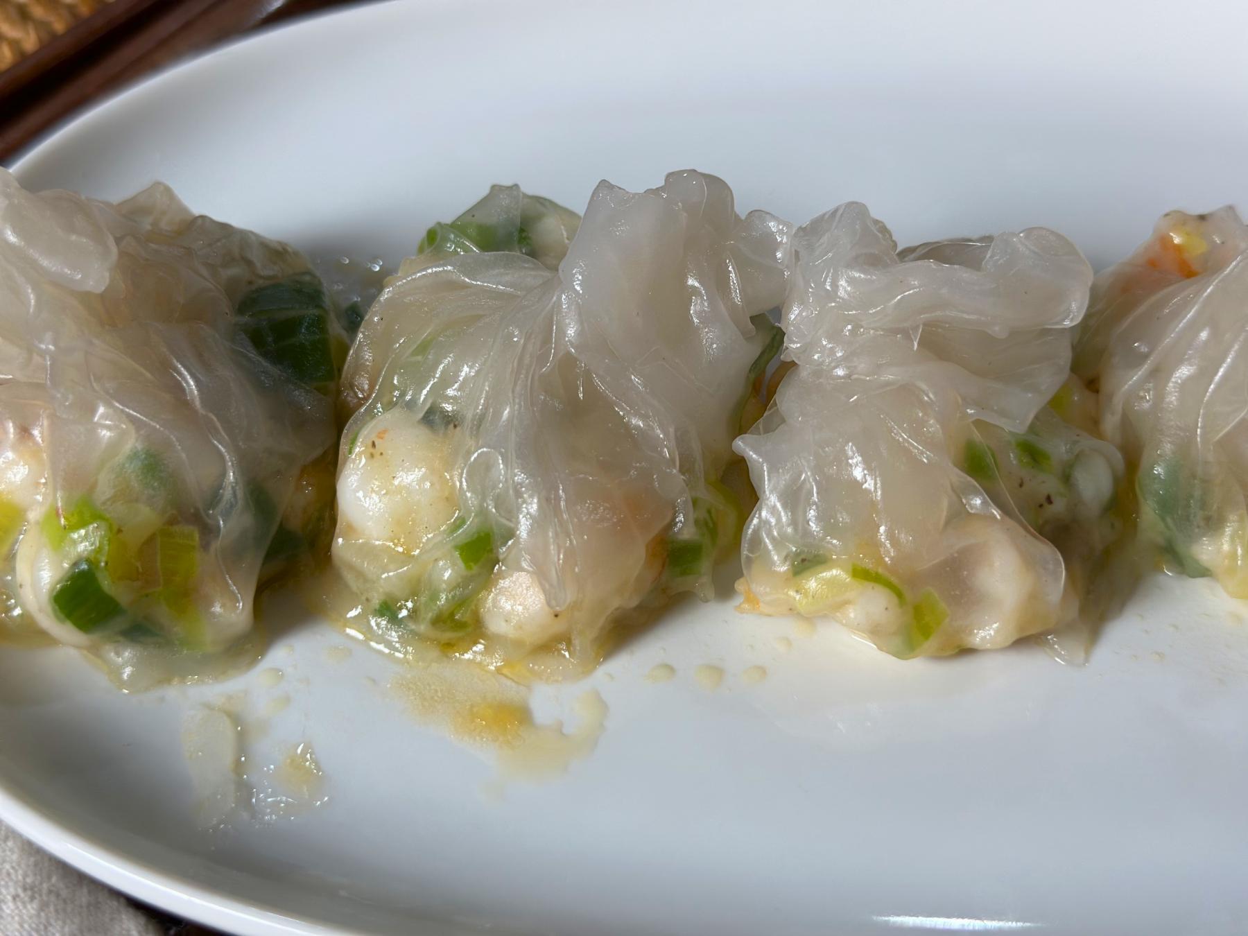 rice paper shrimp dim sum close-up