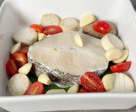 asseembling ingredients in baking pot