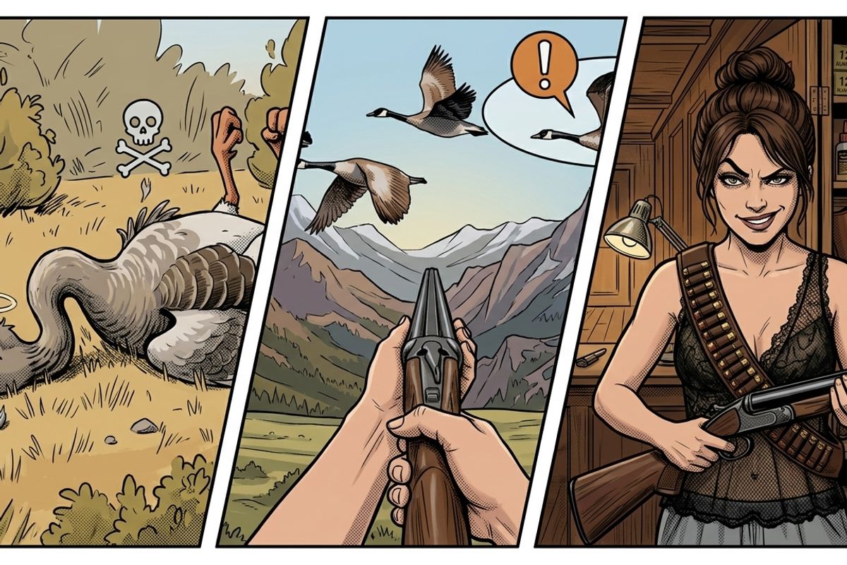 Get the Flock Out mobile game banner - Denise surrounded by chaotic birds