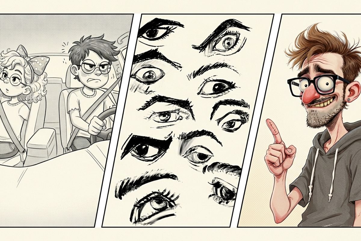 Welcome banner - Ink illustrations and cartoon elements in a warm hand-drawn setting