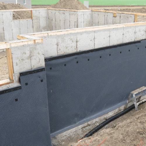 DRY-UP Dimple Board used for exterior basement wall wrapping