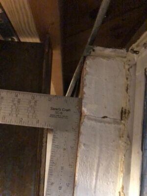 Bulging basement wall before Gorilla Wall Brace installation — Pete G., Auburn, NE