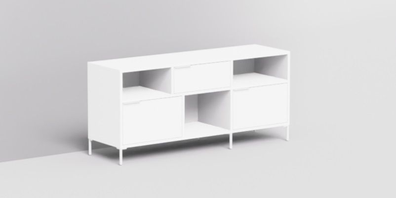 Shoe rack in White with Doors and Drawers