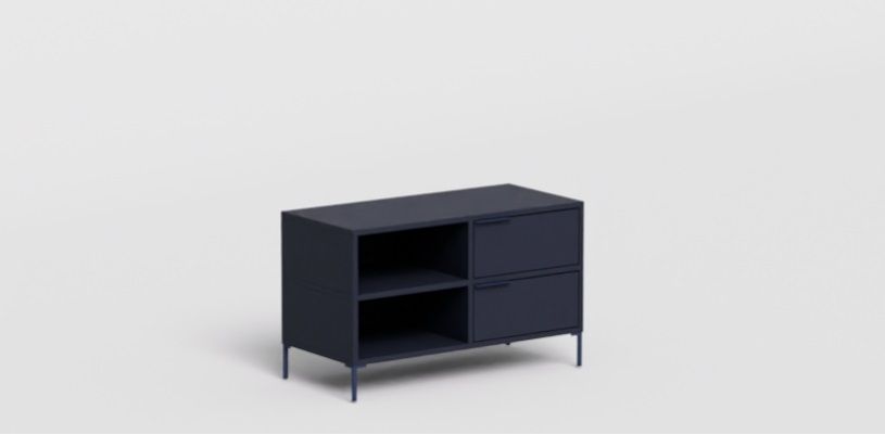 Bedside Table in Blue with Drawers and Backpanels