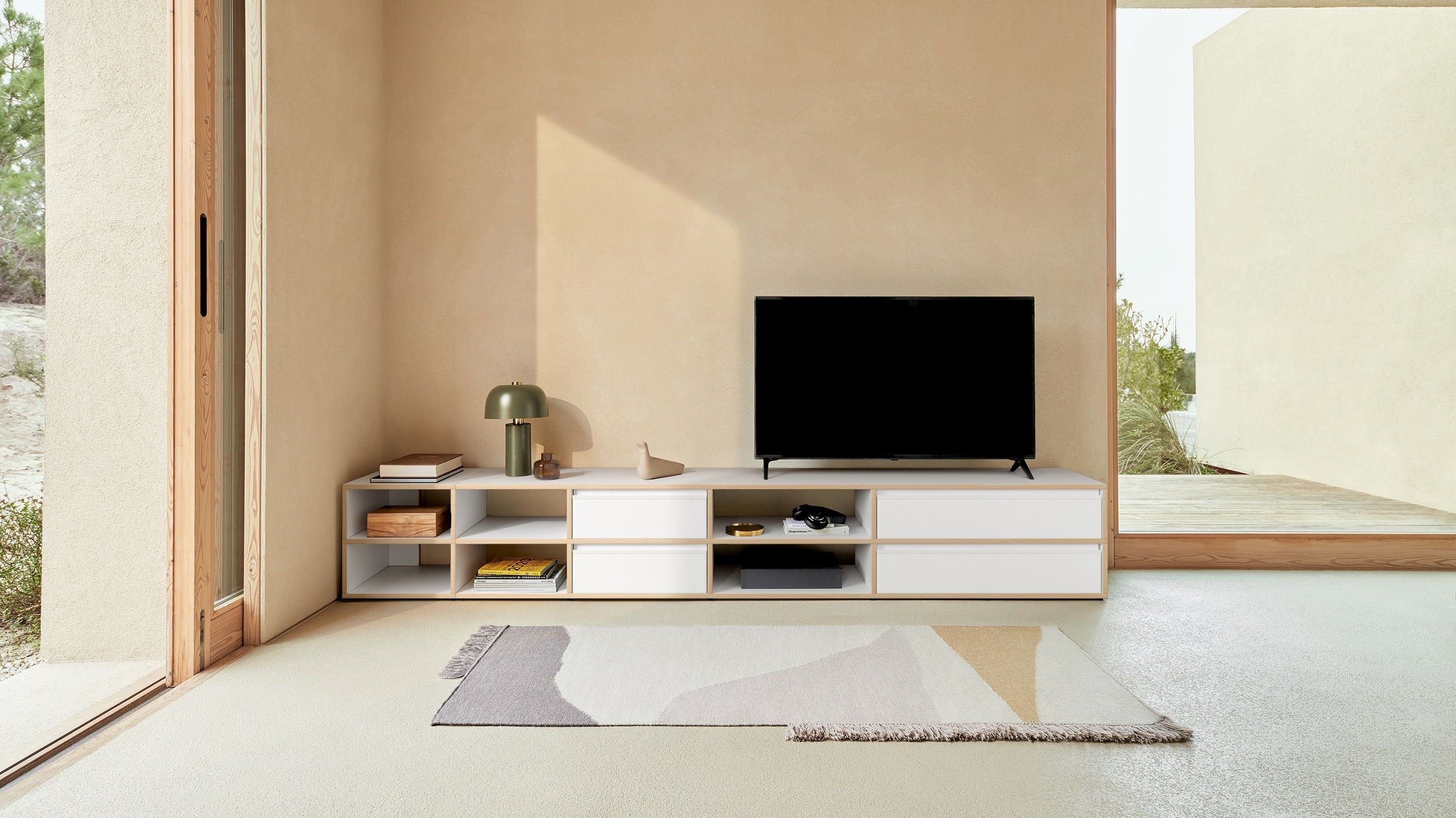 Mueble de TV Blanco con Cajones