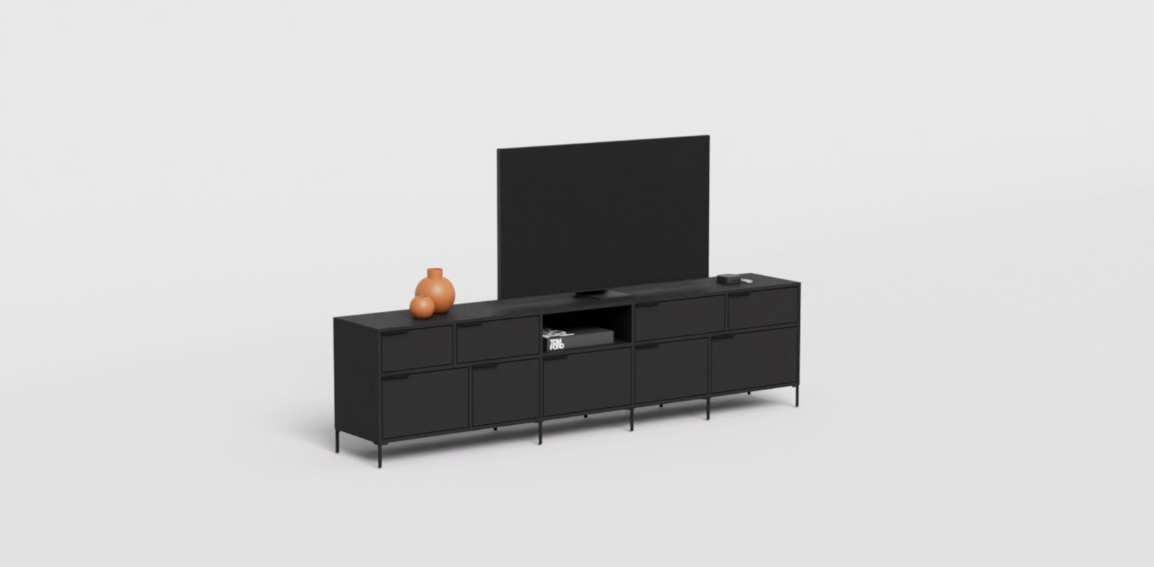  Mueble de TV en Negro con Cajones