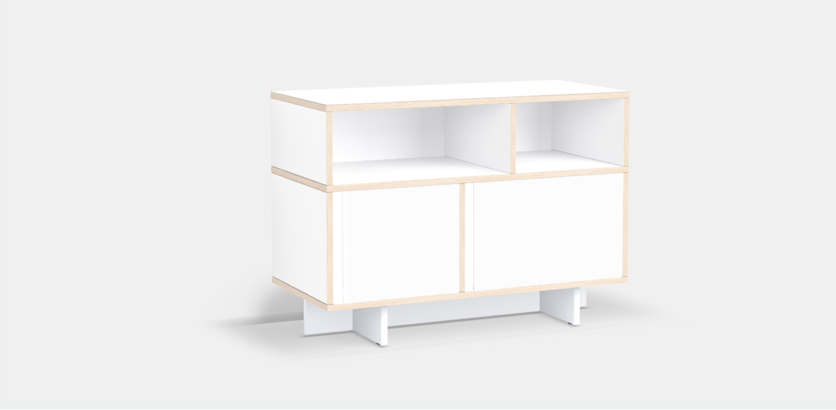 Bedside Table in White with Doors and Plinth