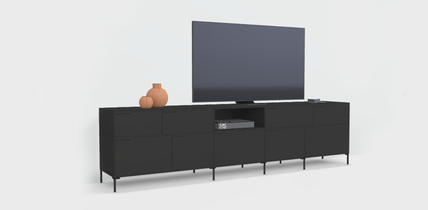  Mueble de TV en Negro con Cajones