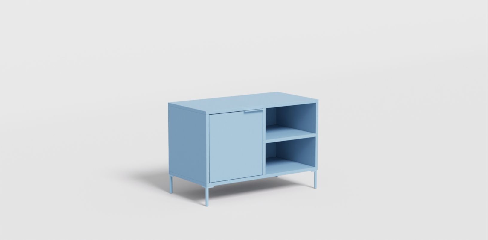 Bedside Table in Blue with Drawers and Backpanels