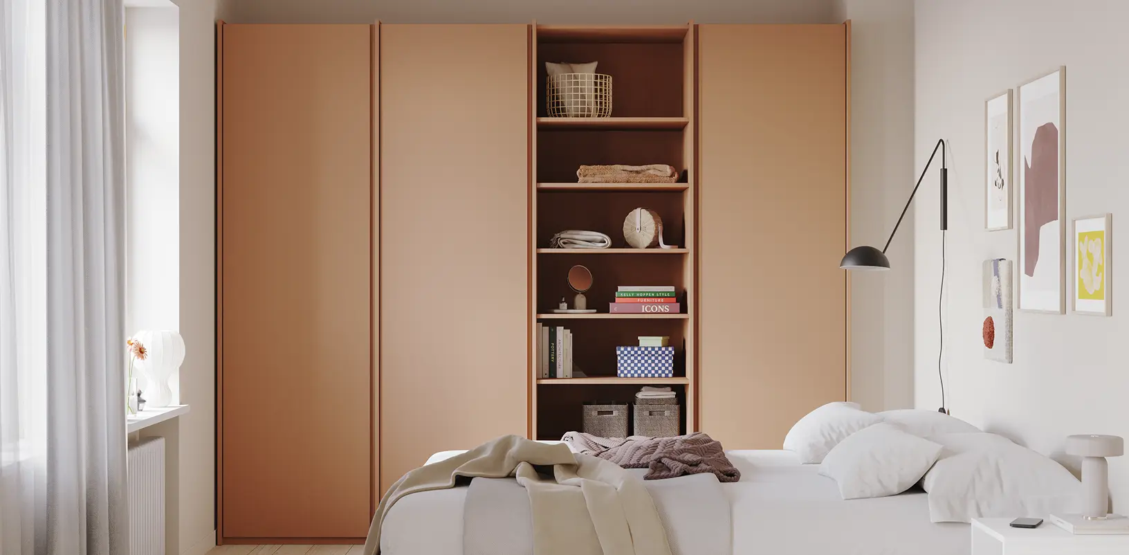 Wardrobe in Brown with Internal Drawers and Rail