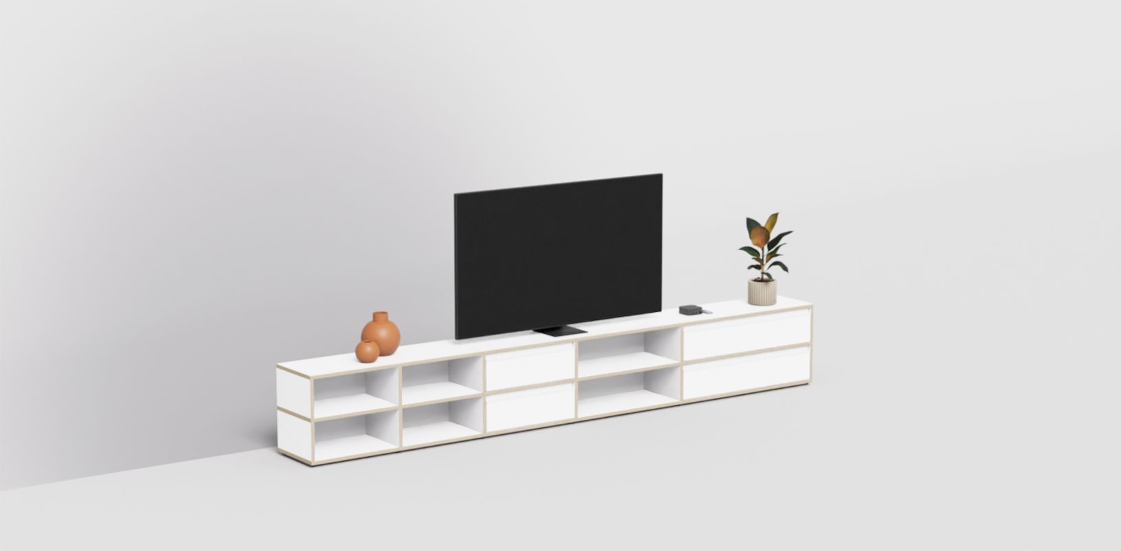 TV stand in White with Drawers