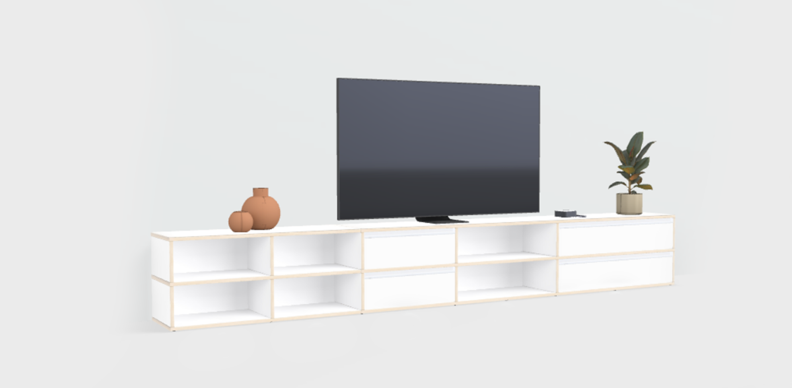 Mueble de TV Blanco con Cajones