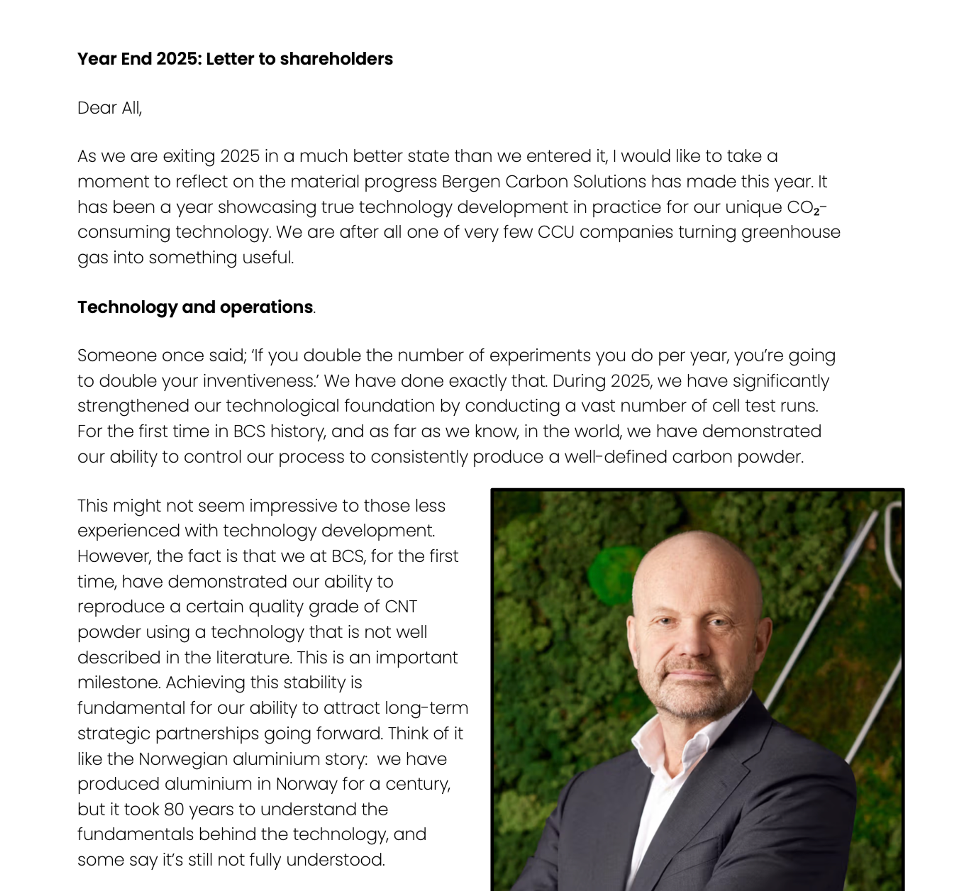 Year End 2025: Letter to shareholders