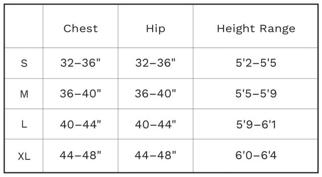 Robes Size Chart