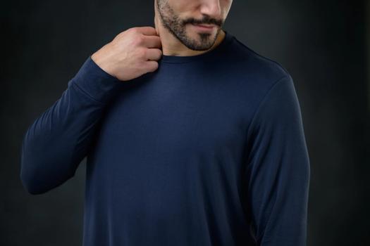 Men's Sleep Shirt detail in storm