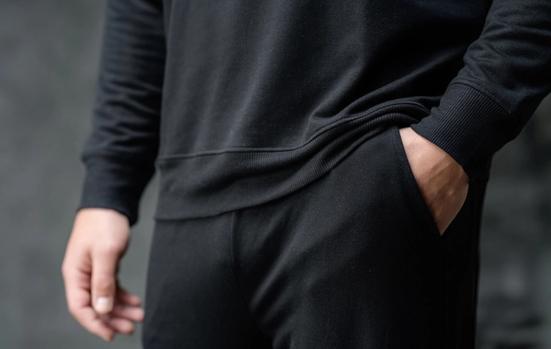 Men's Essential Pant detail in onyx