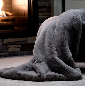 The luxurious and cozy Faux Fur Blanket in Fog