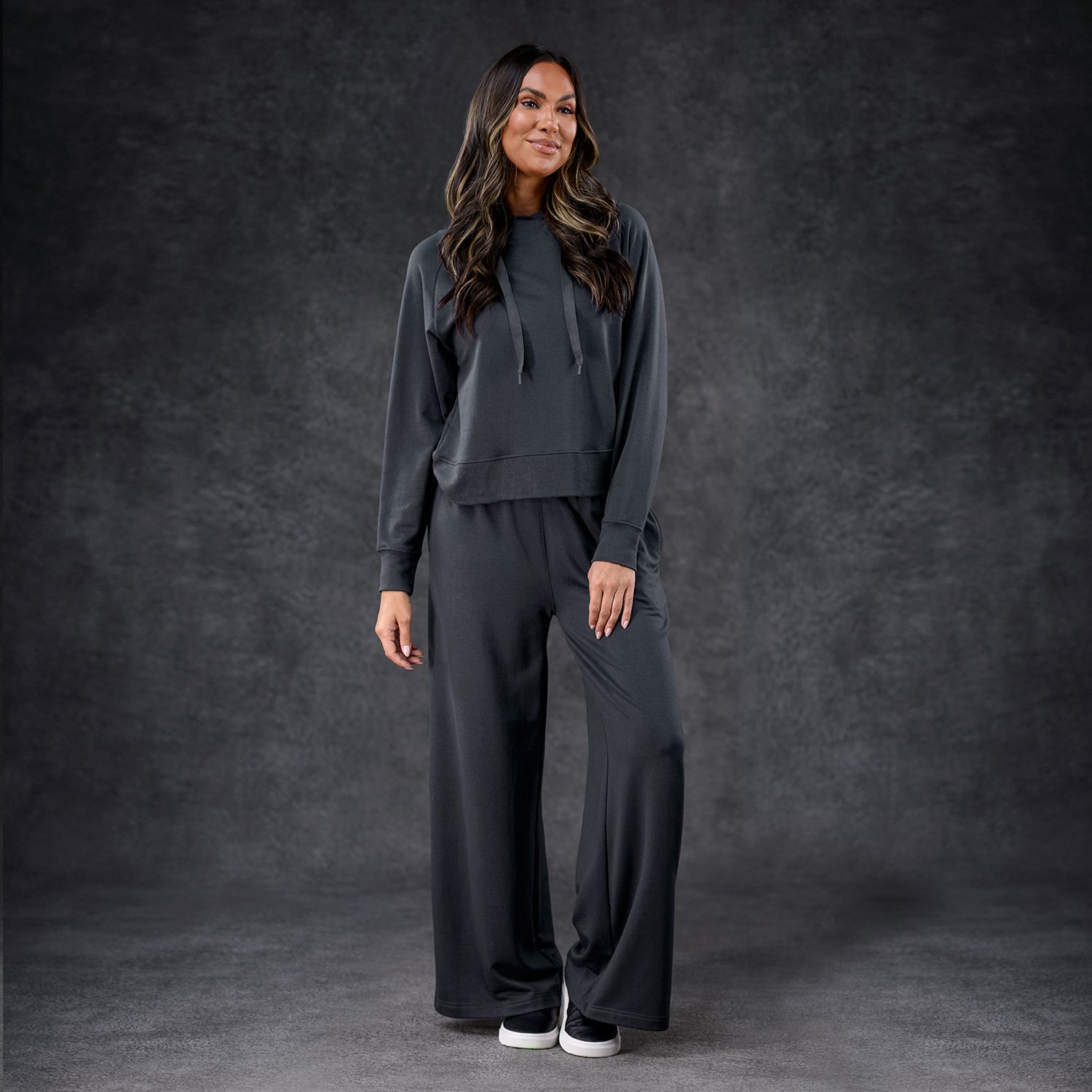 Charcoal Women's Essential Hoodie + Wide-leg pant Set