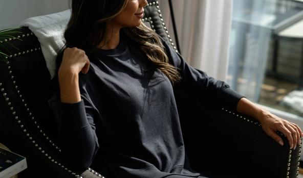 Women wearing the luxuriously soft Essential Tunic in charcoal