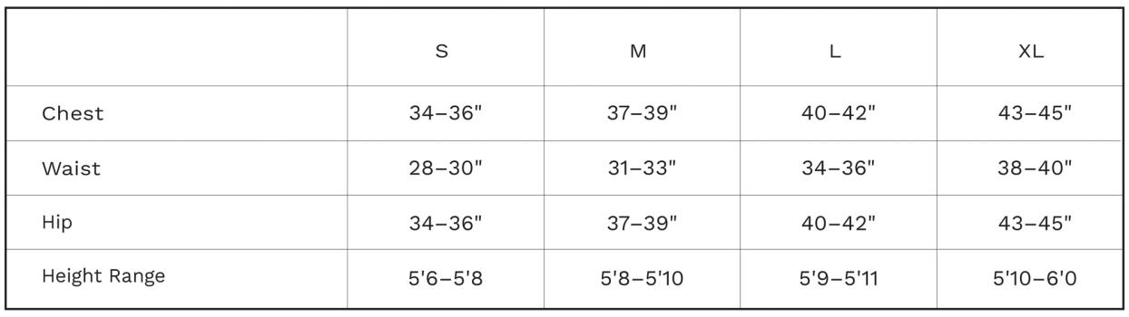 Mens Size Chart