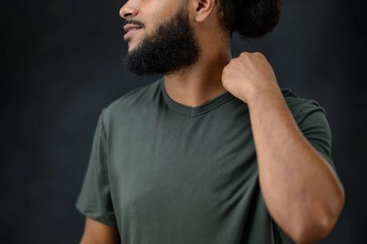Men's Sleep Tee detail in evergreen