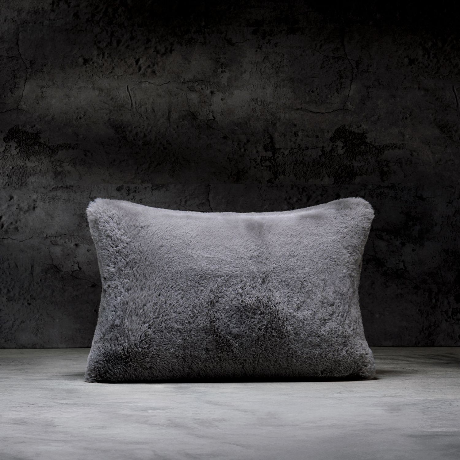 Fog Faux Fur Pillow 13 x 21