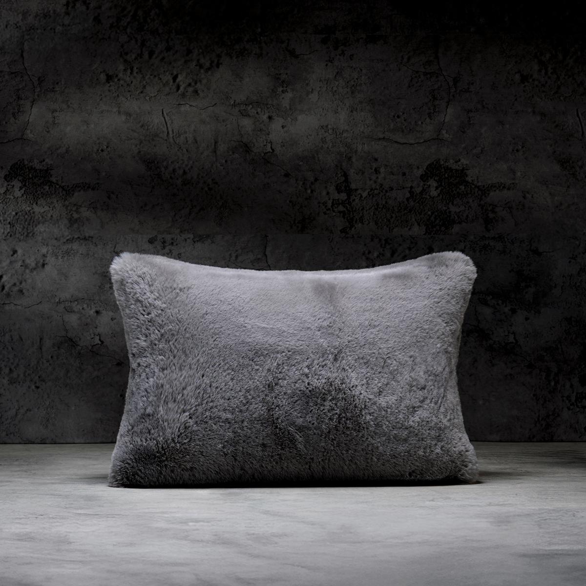 Fog Faux Fur Pillow 13 x 21