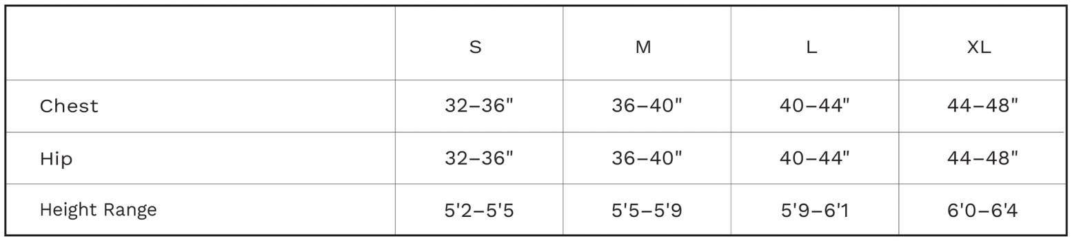 Robes Size Chart