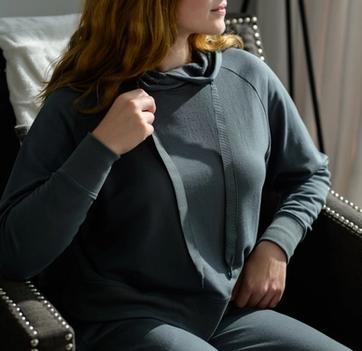 Women sitting in chair wearing Spruce Essential Loungewear