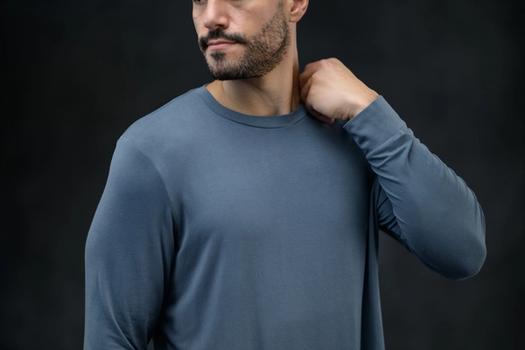 Men's Sleep Shirt detail in Dusk