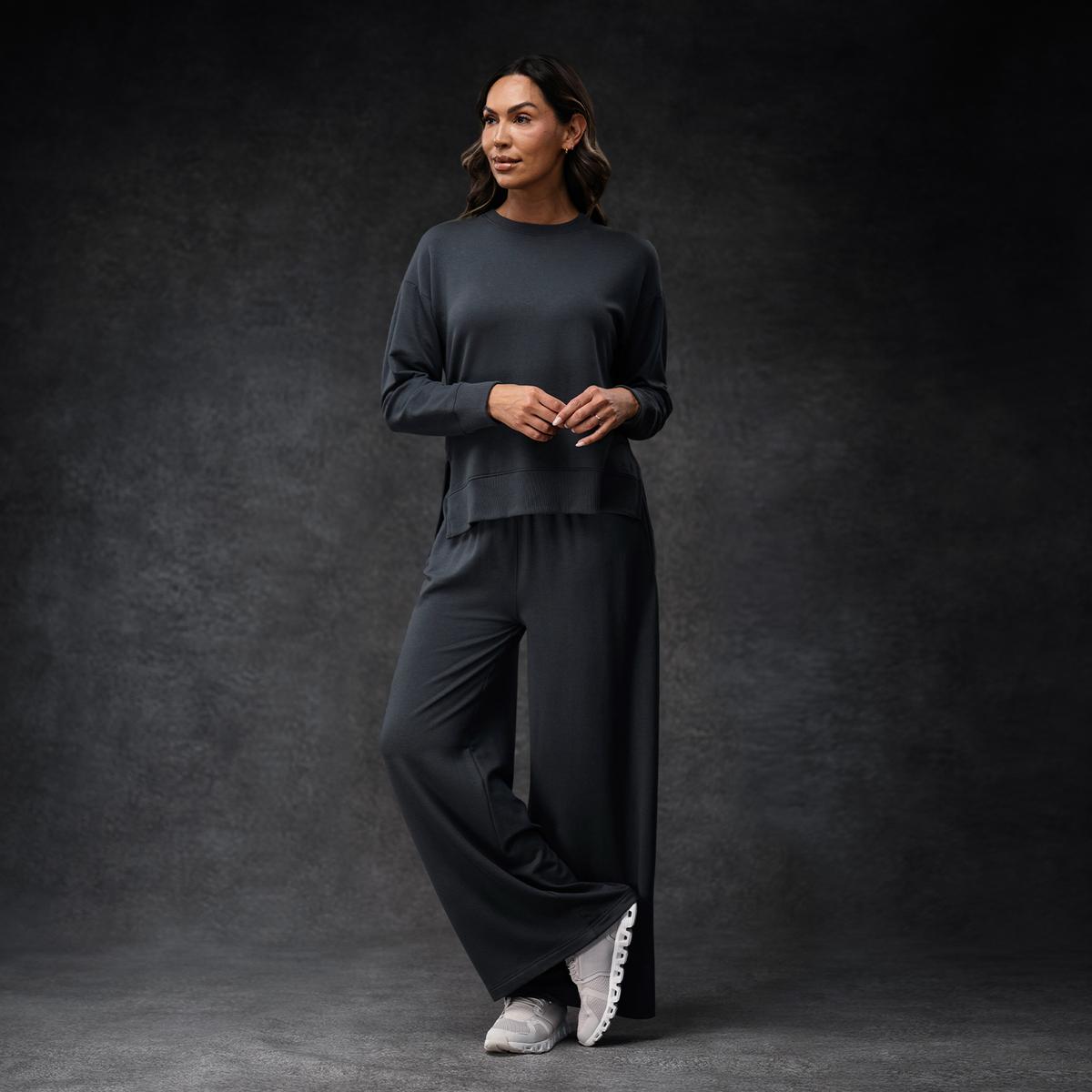 Charcoal Women's Essential Tunic + Wide-leg pant Set