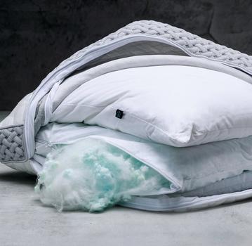 Inside of LAYR Pillow exposing medium insert fill