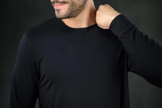 Men's Sleep Shirt detail in onyx