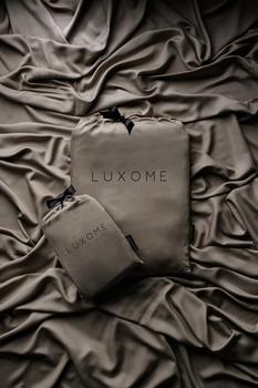 Luxury Sheet Set and Pillowcase Set packaging in Truffle