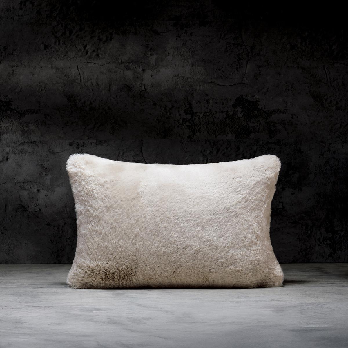 Almond Faux Fur Pillow 13 x 21