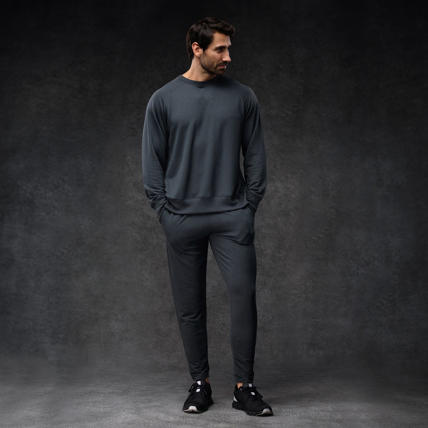 Charcoal Men's Essential Crew + Jogger Set