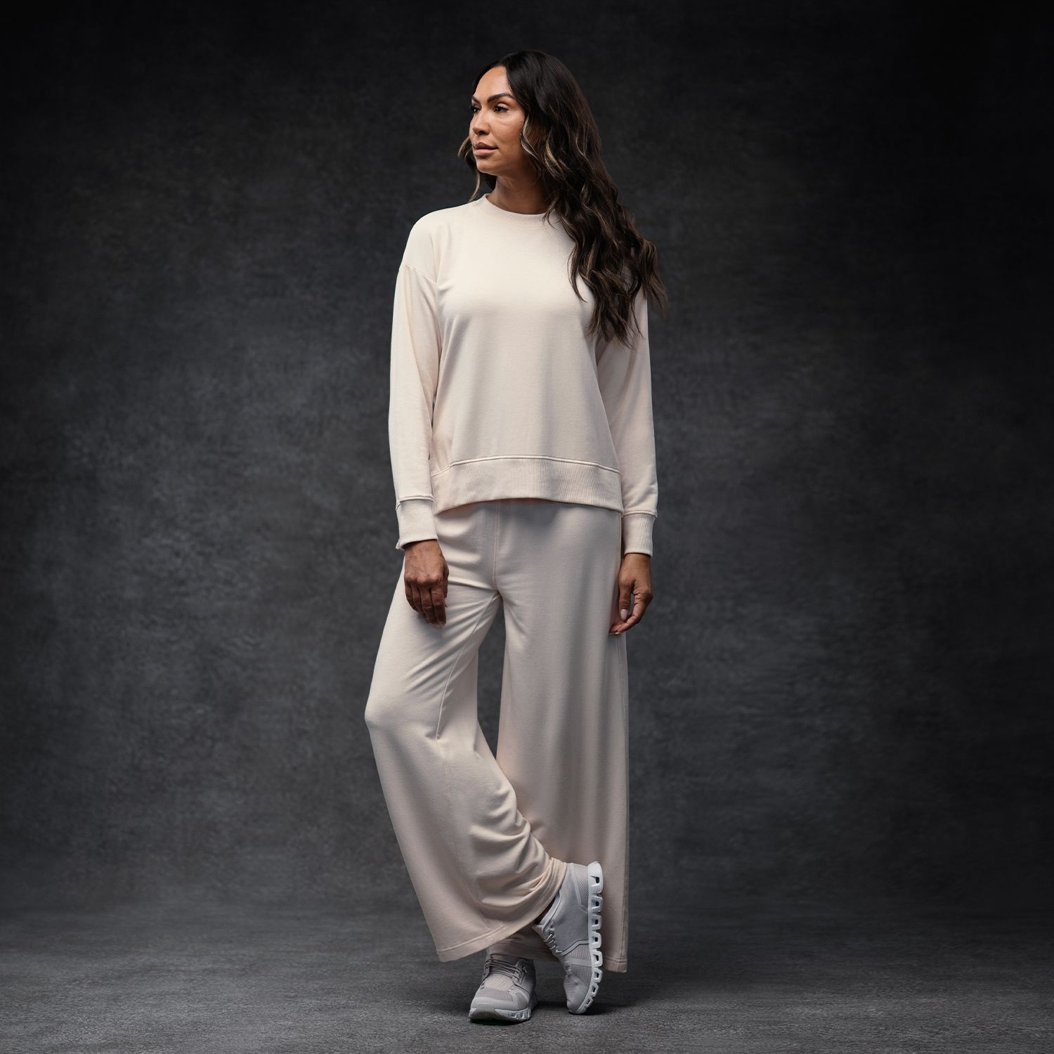 Almond Women's Essential Tunic + Wide-Leg Pant Set